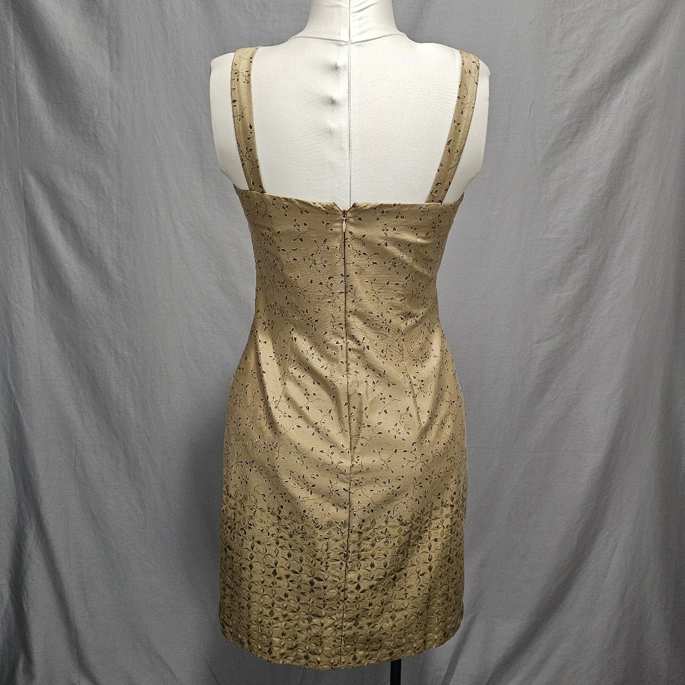 VTG Kay Unger Gold Floral Metallic Silk Shift Dress – Made in Korea size 8 - Picture 7 of 8